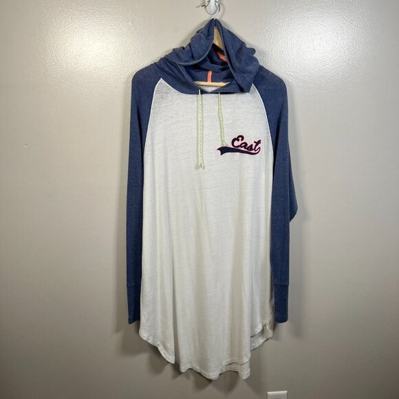 Free People We the Free Hoodie Dress Size Small White East Graphic Raglan - Picture 1 of 12